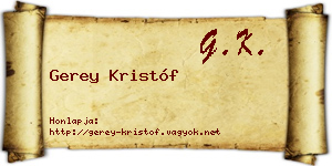 Gerey Kristóf névjegykártya